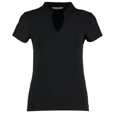 Women's corporate short-sleeved top v-neck mandarin collar regular fit