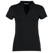 Women's corporate short-sleeved top v-neck mandarin collar regular fit
